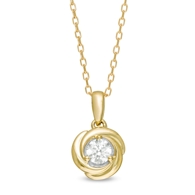 Centre of Me CT. Diamond Solitaire Love Knot Pendant in 10K Gold|Peoples Jewellers