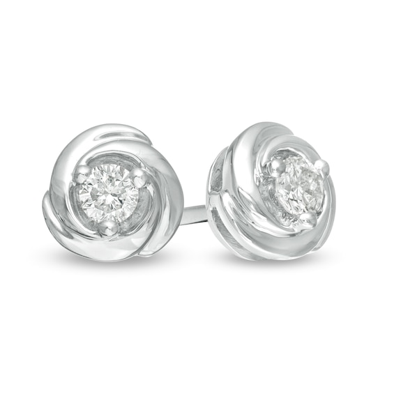 Centre of Me 0.25 CT. T.W. Diamond Solitaire Love Knot Stud Earrings in 10K Gold