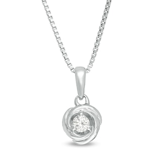 Centre of Me 0.05 CT. Diamond Solitaire Love Knot Pendant in Sterling Silver