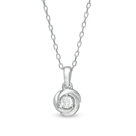 Centre of Me CT. Diamond Solitaire Love Knot Pendant in 10K White Gold