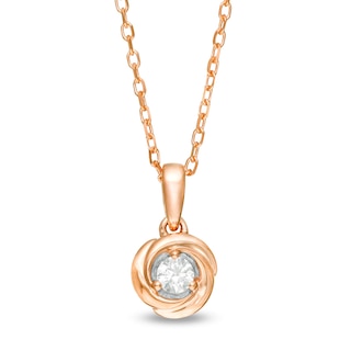 Centre of Me 0.10 CT. Diamond Solitaire Love Knot Pendant in 10K Rose Gold