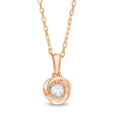 Centre of Me 0.10 CT. Diamond Solitaire Love Knot Pendant in 10K Rose Gold