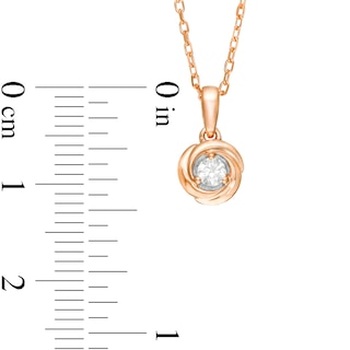 Centre of Me 0.10 CT. Diamond Solitaire Love Knot Pendant in 10K Rose Gold