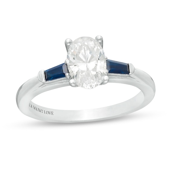 Vera Wang Love Collection 0.95 CT. T.W. Certified Oval Diamond Three Stone Engagement Ring in 14K White Gold (I/SI2)