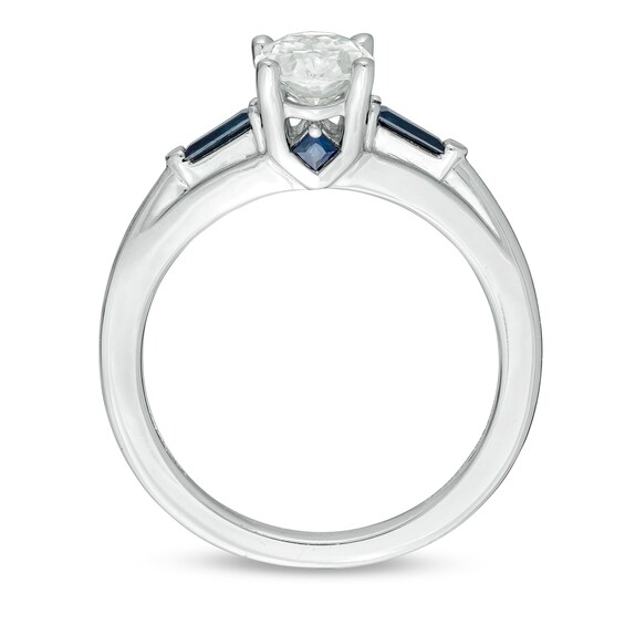 Vera Wang Love Collection 0.95 CT. T.W. Certified Oval Diamond Three Stone Engagement Ring in 14K White Gold (I/SI2)