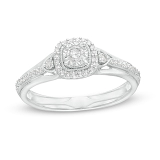 0.25 CT. T.W. Diamond Cushion Frame Promise Ring in 10K White Gold