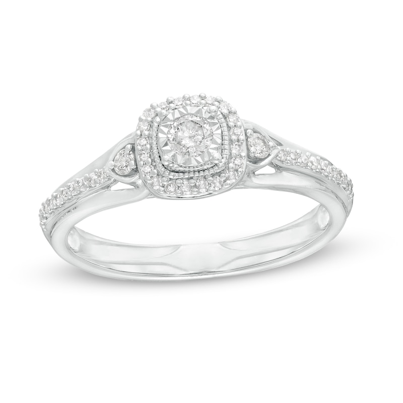 0.25 CT. T.W. Diamond Cushion Frame Promise Ring in 10K White Gold|Peoples Jewellers