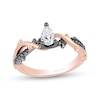 Enchanted Disney Aurora 0.57 CT. T.W. Pear-Shaped Diamond Engagement Ring in 14K Rose Gold with Black Rhodium