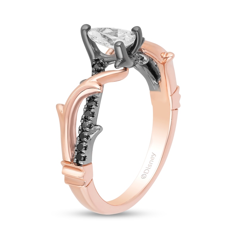 Enchanted Disney Aurora 0.57 CT. T.W. Pear-Shaped Diamond Engagement Ring in 14K Rose Gold with Black Rhodium|Peoples Jewellers