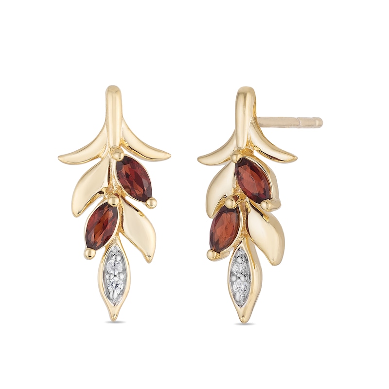 Enchanted Disney Anna Marquise Rhodolite Garnet and Diamond Accent Wheat Drop Earrings in 10K Gold|Peoples Jewellers
