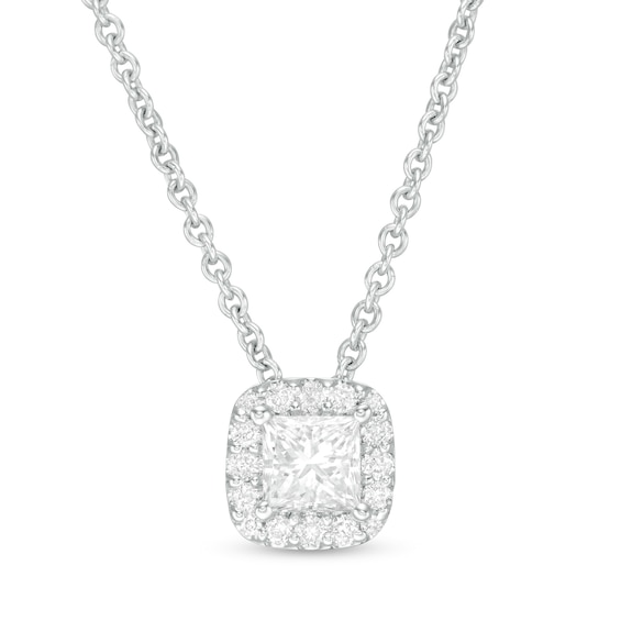 0.29 CT. T.W. Princess-Cut Diamond Frame Pendant in 14K White Gold