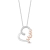 Hallmark Diamonds Family 0.04 CT. T.W. Diamond "MOM" Tilted Heart Pendant in Sterling Silver and 10K Rose Gold