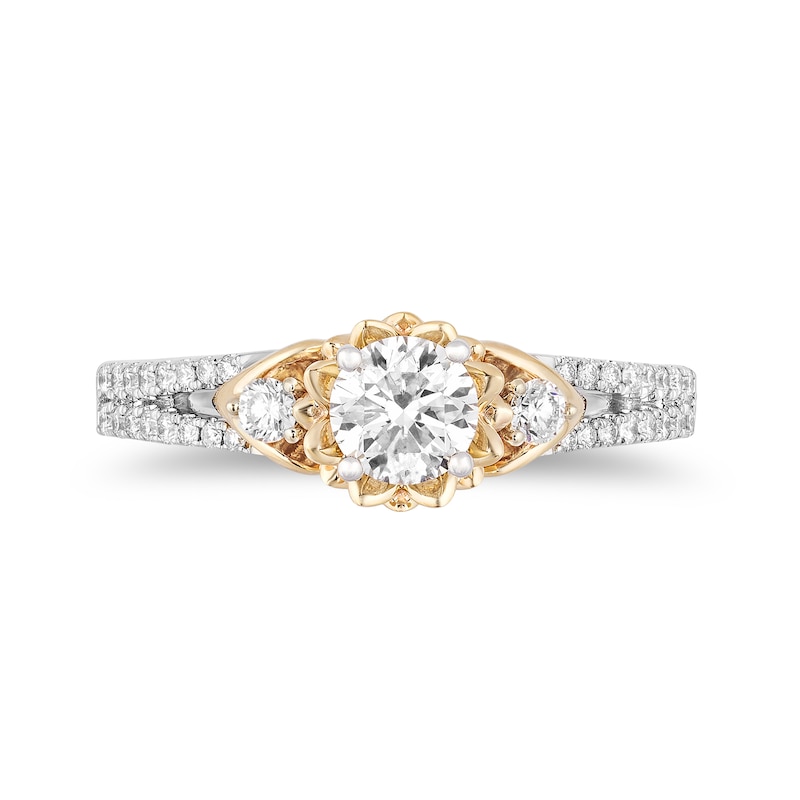 Enchanted Disney Tiana 0.69 CT. T.W. Diamond Flower Frame Split Shank Engagement Ring in 14K Two-Tone Gold|Peoples Jewellers