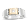 Men's 0.115 CT. Diamond Solitaire Buckle Ring in Sterling Silver with 10K Gold