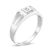 Thumbnail Image 2 of Men's Diamond Accent Solitaire Square Top Groove Ring in Sterling Silver