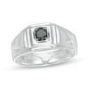 Thumbnail Image 0 of Men's 0.23 CT. Black Diamond Solitaire Square Top Signet Ring in Sterling Silver