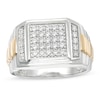 Men's 0.45 CT. T.W. Square Composite Diamond Ribbed Shank Ring in Sterling Silver with 10K Gold