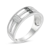 Men's 0.04 CT. T.W. Enhanced Black and White Diamond Double Row Milgrain Ring in Sterling Silver