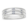 Thumbnail Image 0 of Men's Lab-Created Blue Sapphire Double Row Milgrain Ring in Sterling Silver