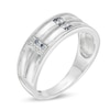 Thumbnail Image 2 of Men's Lab-Created Blue Sapphire Double Row Milgrain Ring in Sterling Silver