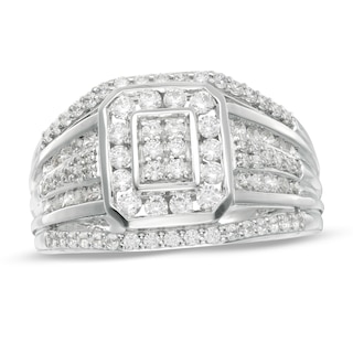 Men's 0.95 CT. T.W. Composite Diamond Multi-Row Ring in 10K Gold