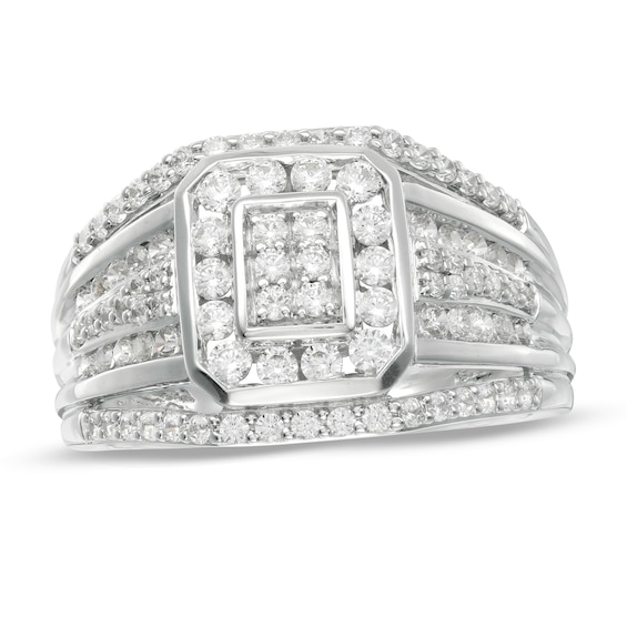 Men's 0.95 CT. T.W. Composite Diamond Multi-Row Ring in 10K Gold