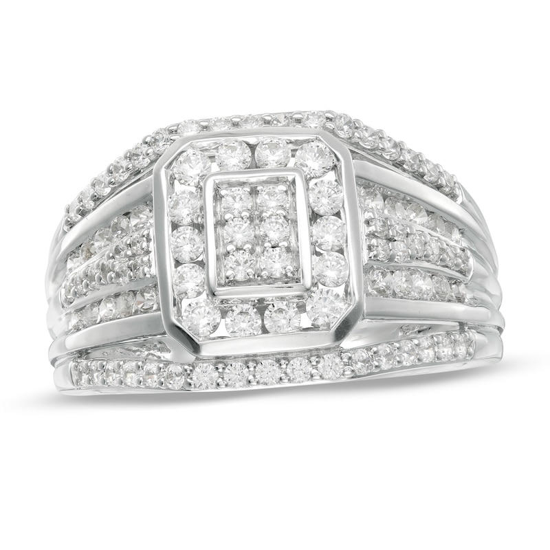 Men's 0.95 CT. T.W. Composite Diamond Multi-Row Ring in 10K White Gold|Peoples Jewellers