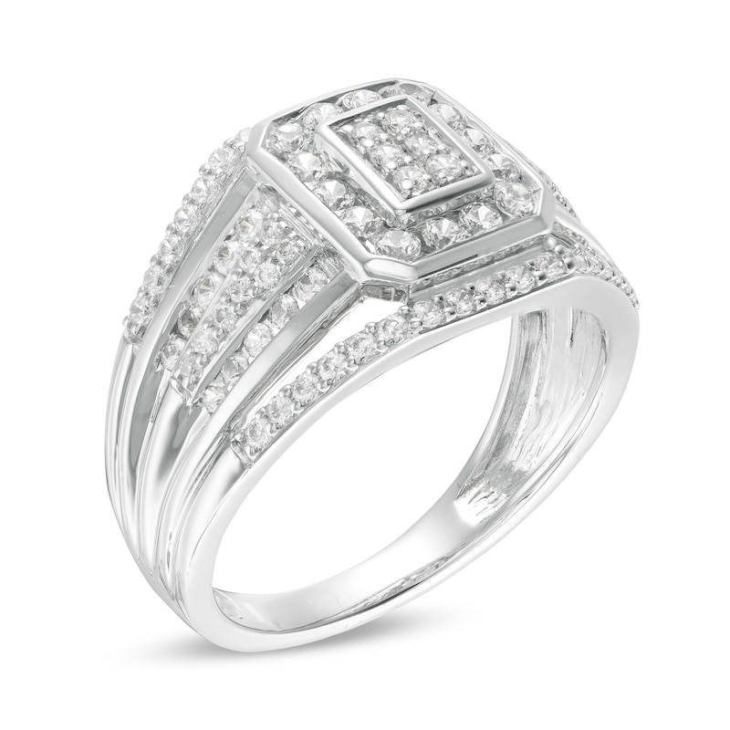Men's 0.95 CT. T.W. Composite Diamond Multi-Row Ring in 10K White Gold|Peoples Jewellers