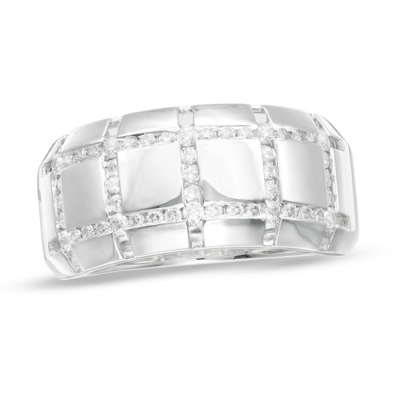 Men's 0.45 CT. T.W. Diamond Bold Tread Ring in 10K White Gold|Peoples Jewellers