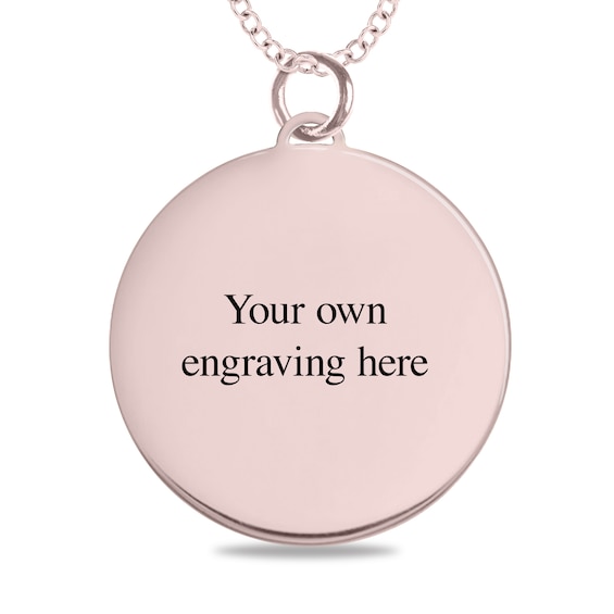 Engravable Your Own Handwriting Disc Pendant in 10K White, Yellow or Rose Gold (1 Image and 4 Lines)