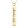 Engravable Your Own Handwriting Vertical Bar Pendant in 10K White, Yellow or Rose Gold (1 Image and Line)