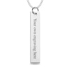 Engravable Your Own Handwriting Vertical Bar Pendant in 10K White, Yellow or Rose Gold (1 Image and Line)