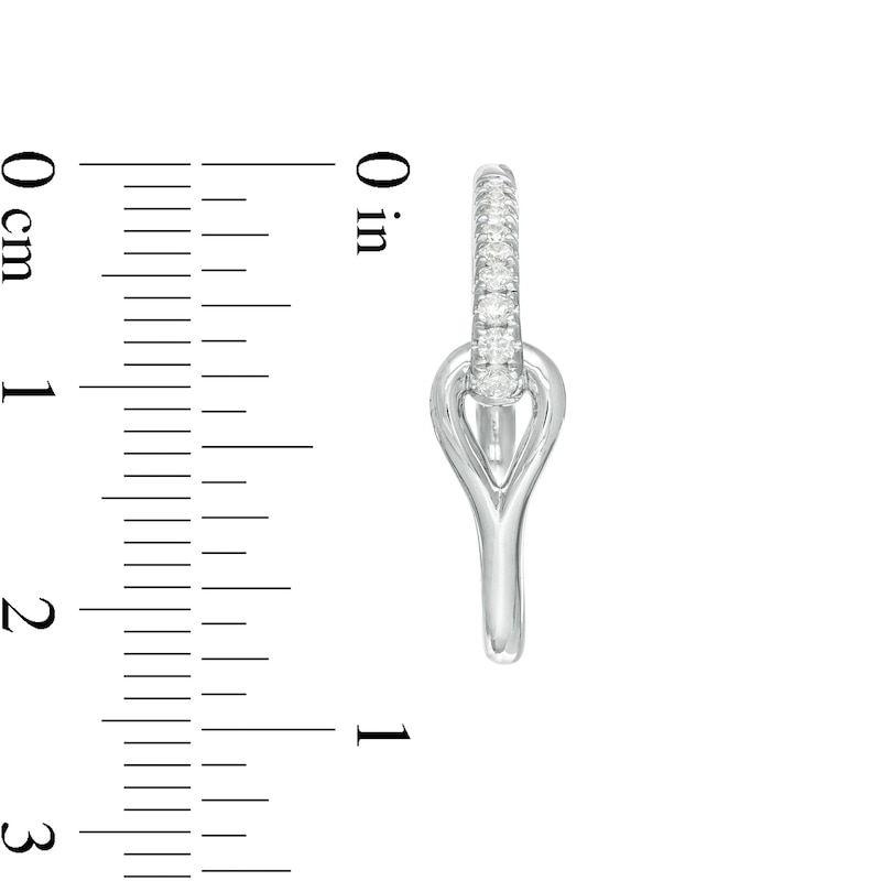 Main Image 3 of Love + Be Loved 0.25 CT. T.W. Diamond Interlocking Loop Hoop Earrings in 10K White Gold