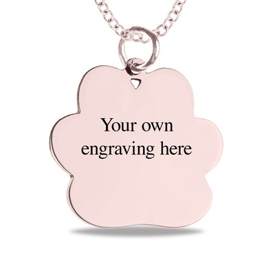 Engravable Photo Textured Paw Print Pet Pendant in 10K White, Yellow or Rose Gold (1 Image and 2 Lines)