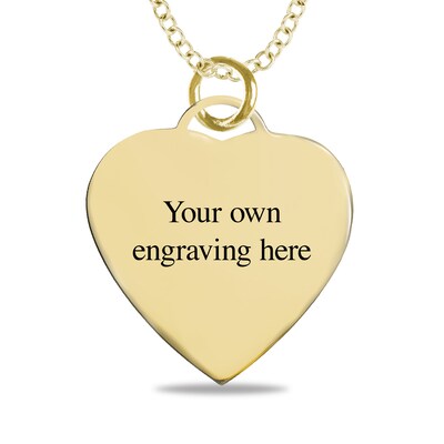 Small Engravable Photo Heart Pendant in 10K White, Yellow or Rose Gold (1 Image and 2 Lines)