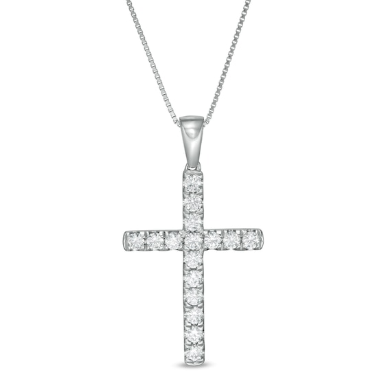 0.45 CT. T.W. Certified Lab-Created Diamond Cross Pendant in 14K White Gold (F/SI2)