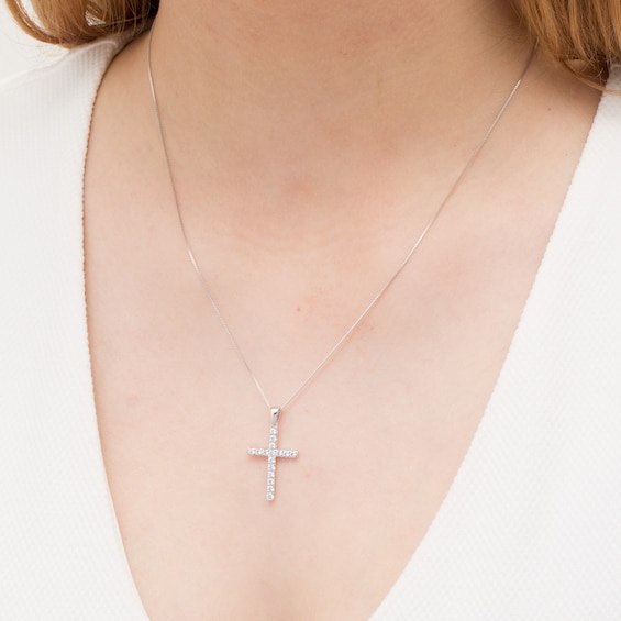 0.45 CT. T.W. Certified Lab-Created Diamond Cross Pendant in 14K White Gold (F/SI2)