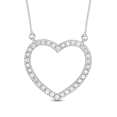 0.45 CT. T.W. Certified Lab-Created Diamond Heart Outline Necklace in 14K White Gold (F/SI2)