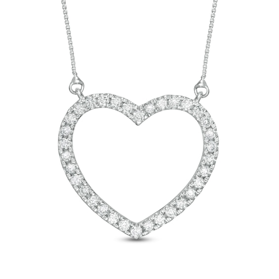 0.45 CT. T.W. Certified Lab-Created Diamond Heart Outline Necklace in 14K White Gold (F/SI2)