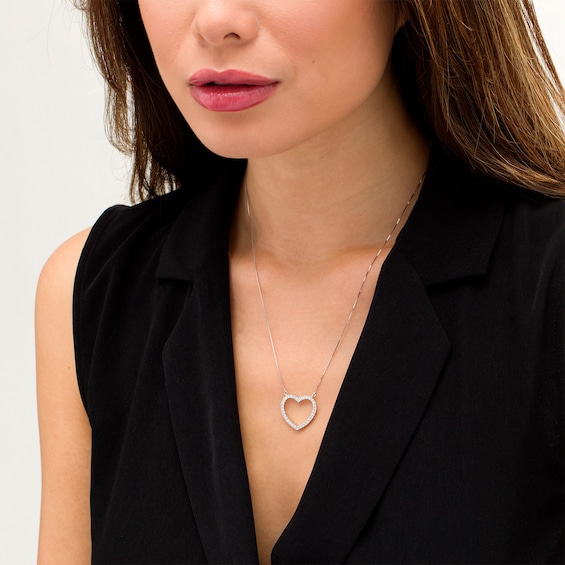 0.45 CT. T.W. Certified Lab-Created Diamond Heart Outline Necklace in 14K White Gold (F/SI2)