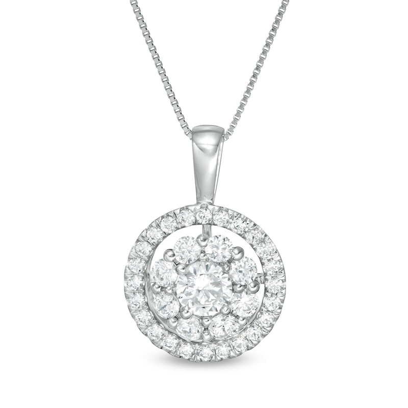 0.95 CT. T.W. Certified Lab-Created Diamond Double Frame Pendant in 14K ...