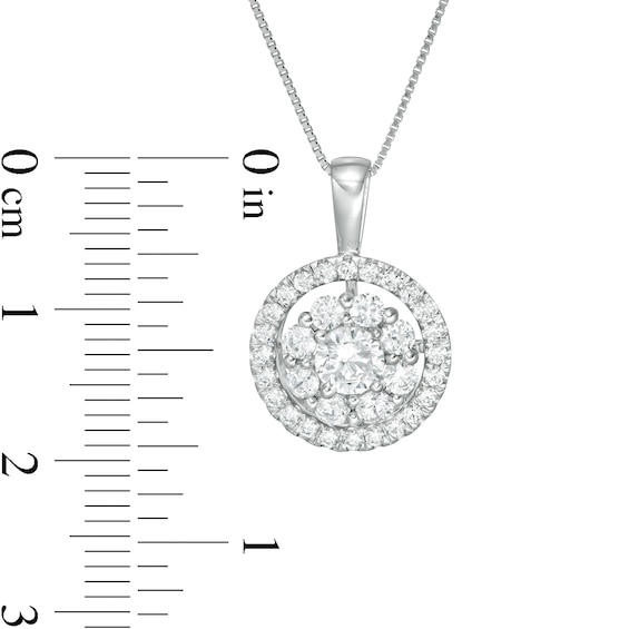 0.95 CT. T.W. Certified Lab-Created Diamond Double Frame Pendant in 14K White Gold (F/SI2)