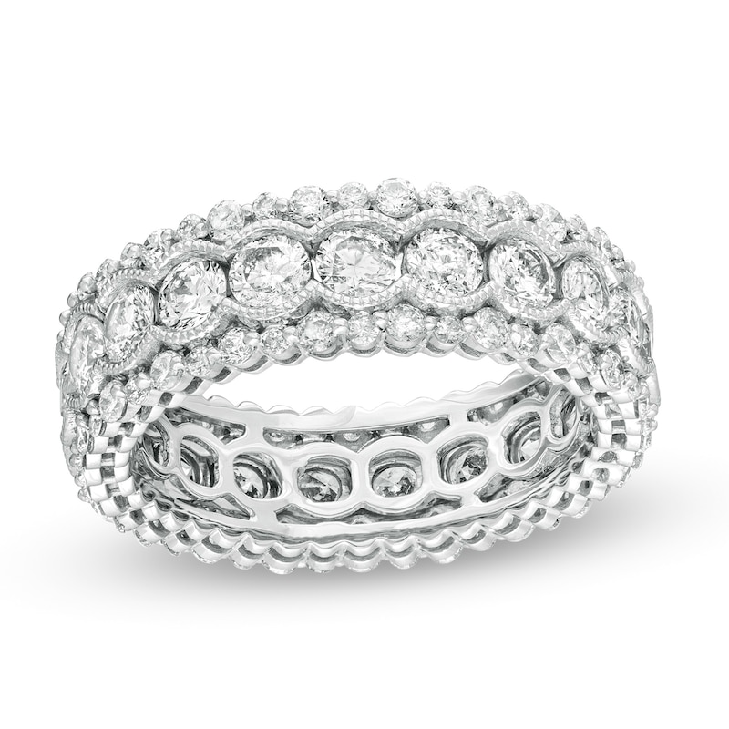 3.00 CT. T.W. Diamond Scallop Edge Vintage-Style Eternity Anniversary Band in 14K White Gold|Peoples Jewellers