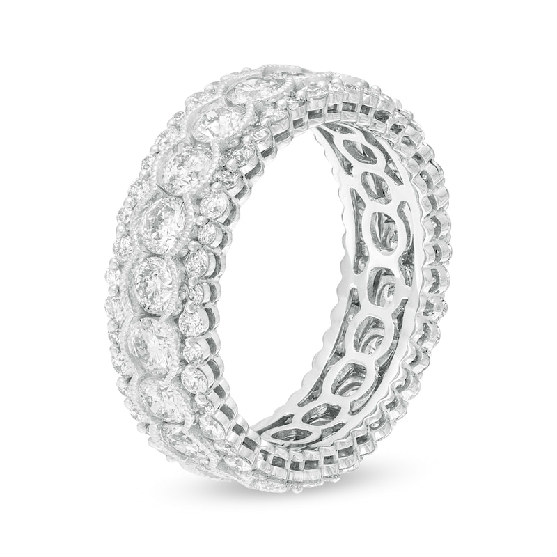 3.00 CT. T.W. Diamond Scallop Edge Vintage-Style Eternity Anniversary Band in 14K White Gold|Peoples Jewellers