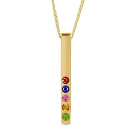 Mother's Birthstone Vertical Bar Pendant (1-7 Stones)