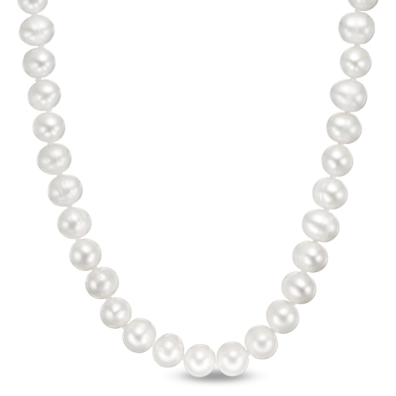 5.0-6.0mm Freshwater Cultured Pearl Knotted Strand Necklace with Sterling Silver Clasp-18"|Peoples Jewellers