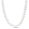 Thumbnail Image 0 of 7.0-7.5mm Oval Freshwater Cultured Pearl Knotted Strand Necklace with Sterling Silver Clasp-18"