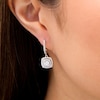 0.95 CT. T.W. Certified Lab-Created Diamond Double Cushion Frame Drop Earrings in 14K White Gold (F/SI2)