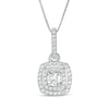 0.45 CT. T.W. Certified Lab-Created Diamond Double Cushion Frame Pendant in 14K White Gold (F/SI2)