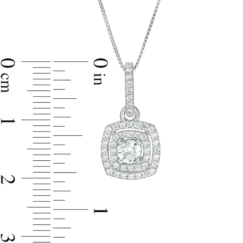 0.45 CT. T.W. Certified Lab-Created Diamond Double Cushion Frame Pendant in 14K White Gold (F/SI2)